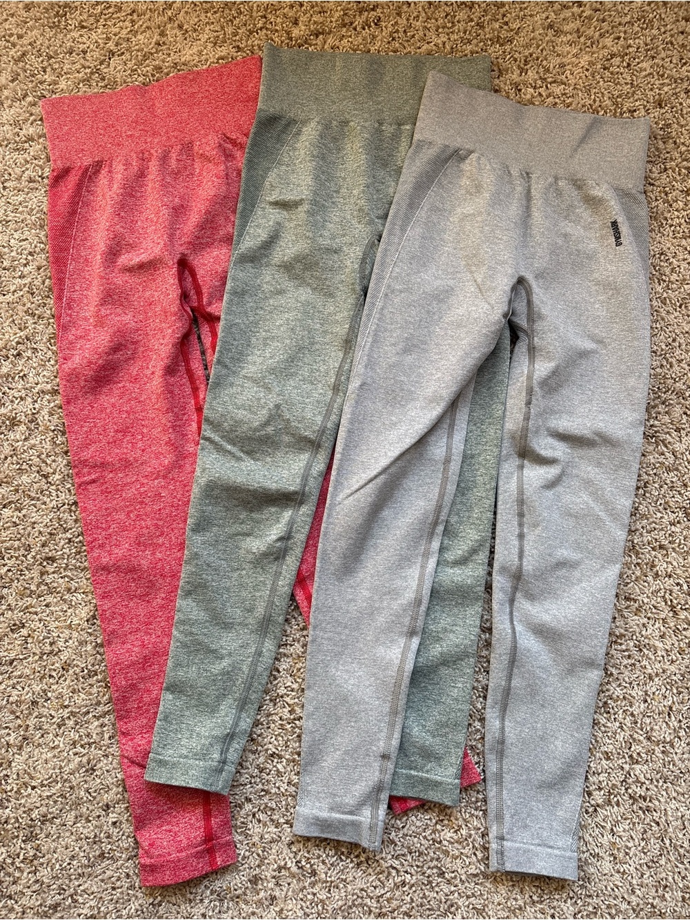 Gymshark High Waisted Flex Leggings Bundle Sz S Red/Green/Gray